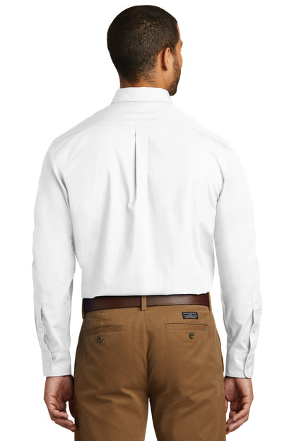 White Port Authority Tall Long Sleeve Carefree Poplin Shirt. TW100