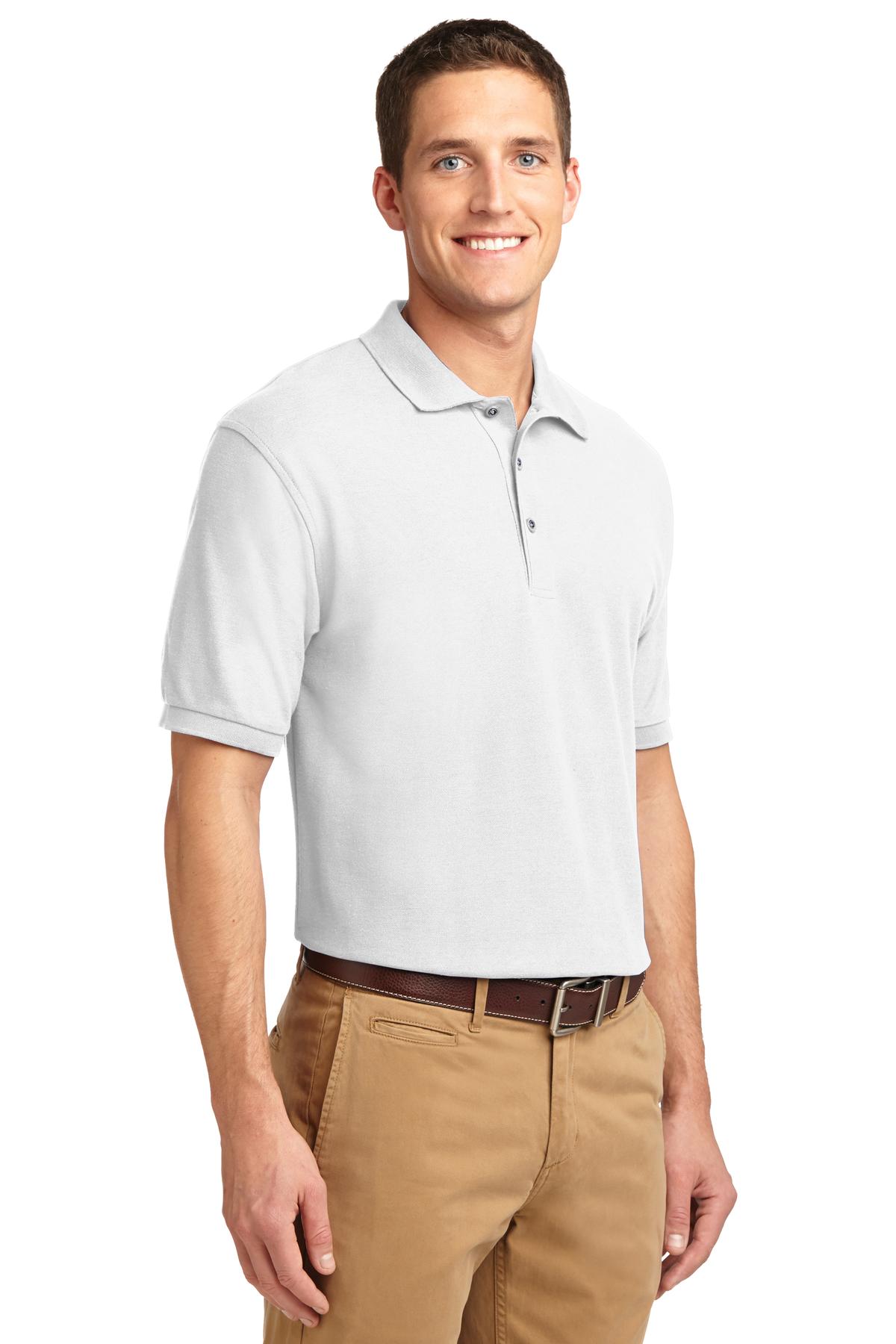 White Port Authority Tall Silk Touch Polo. TLK500