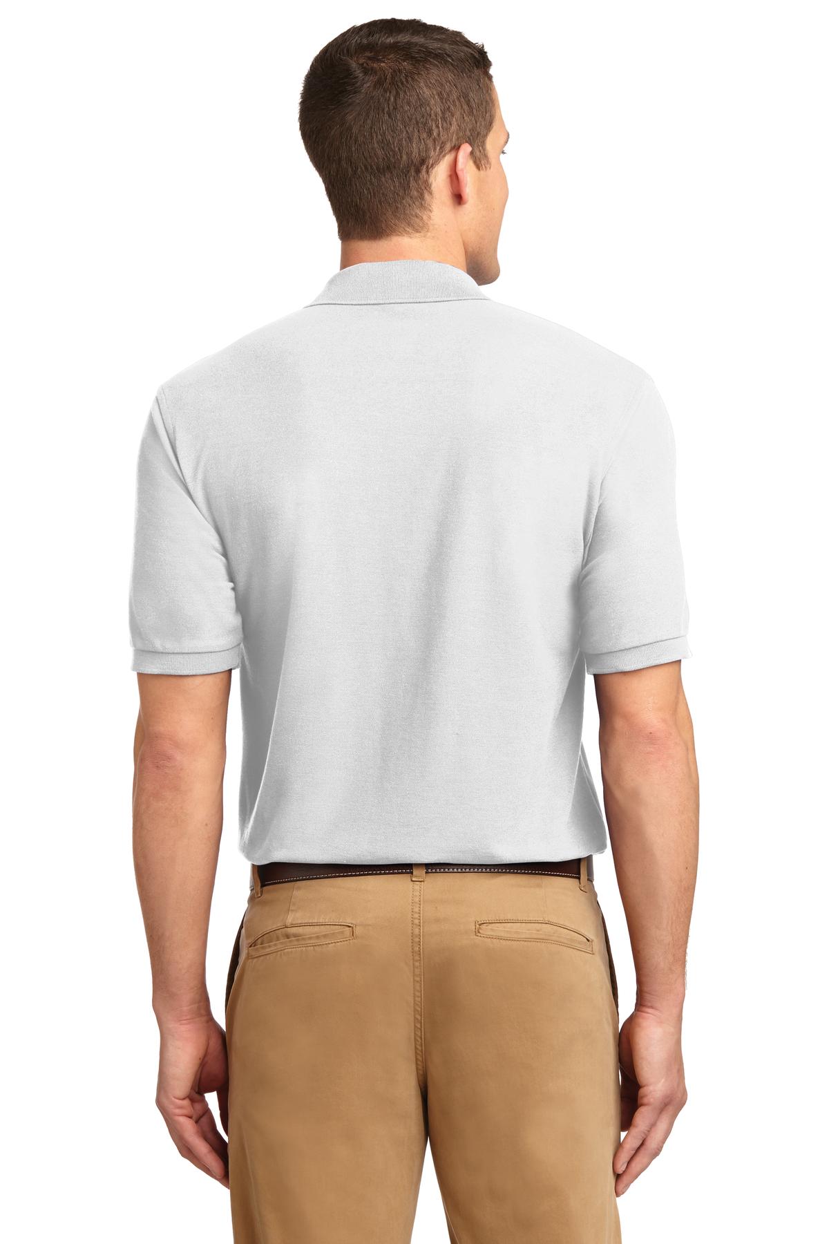 White Port Authority Tall Silk Touch Polo. TLK500
