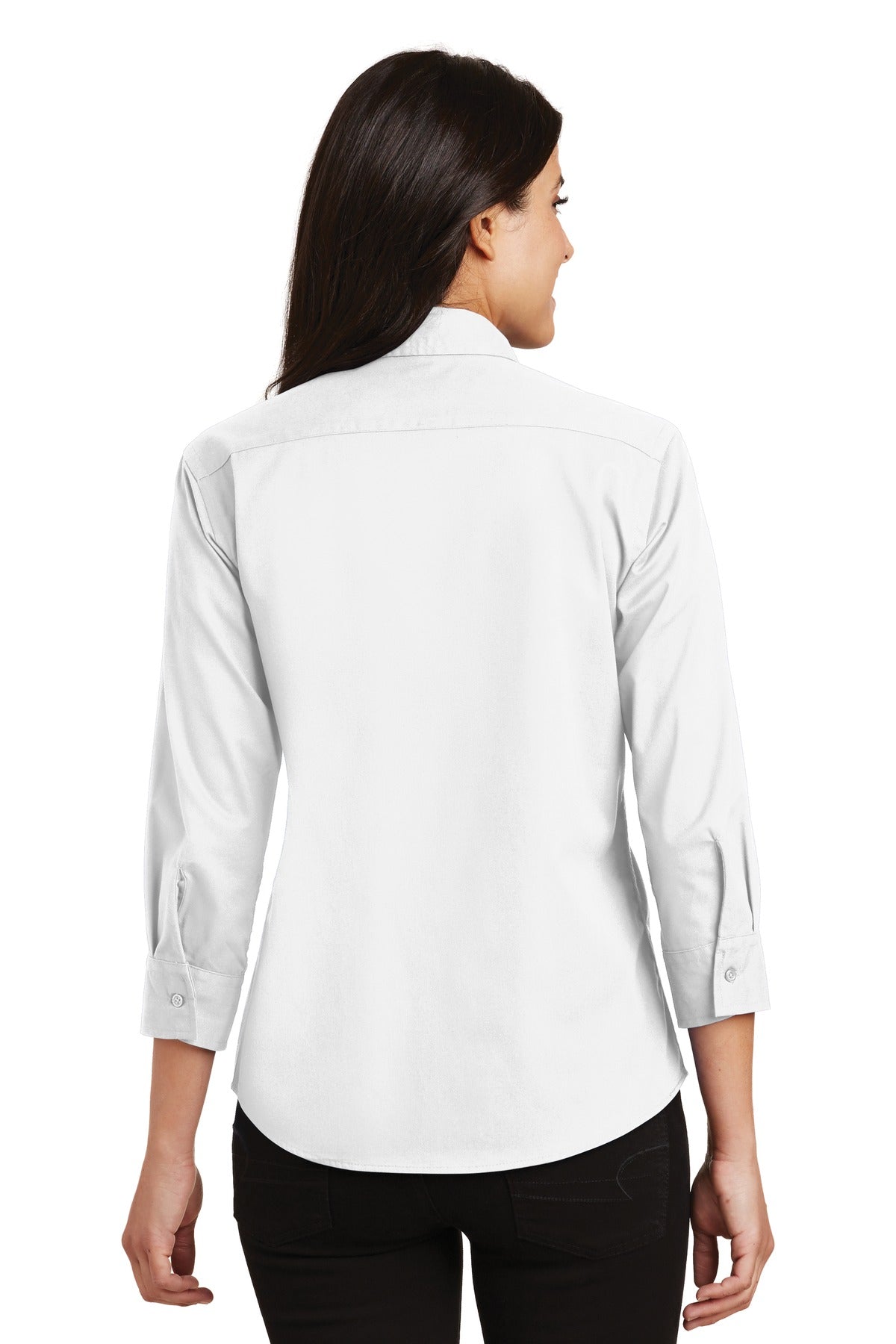 White Port Authority Women's 3/4-Sleeve Easy Care Shirt. L612
