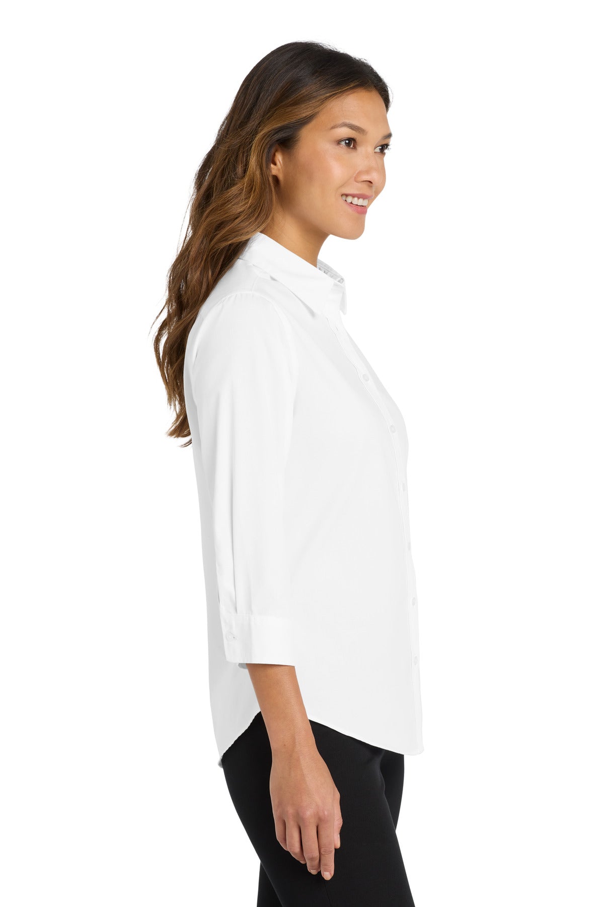 White Port Authority Women's 3/4-Sleeve Easy Care Shirt. L612