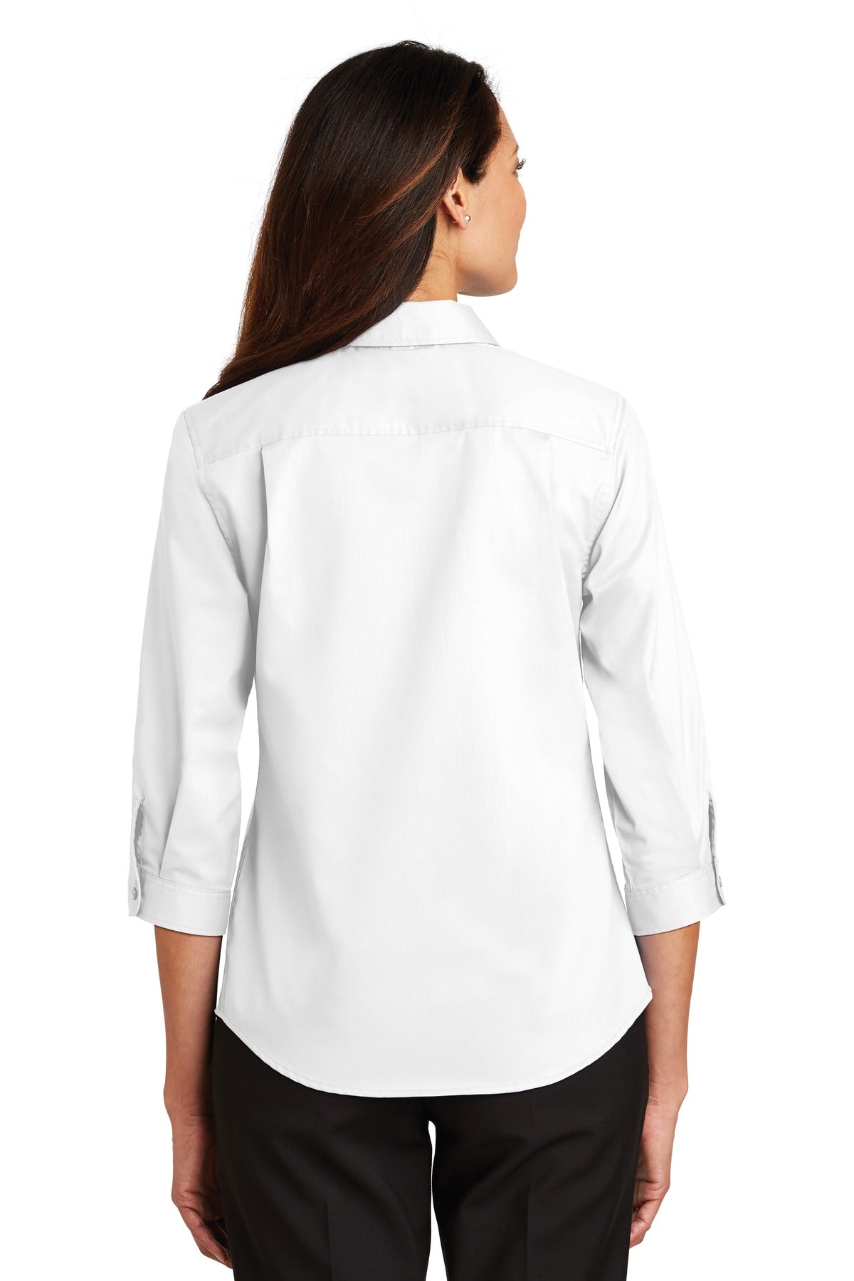 White Port Authority Women's 3/4-Sleeve SuperPro Twill Shirt. L665