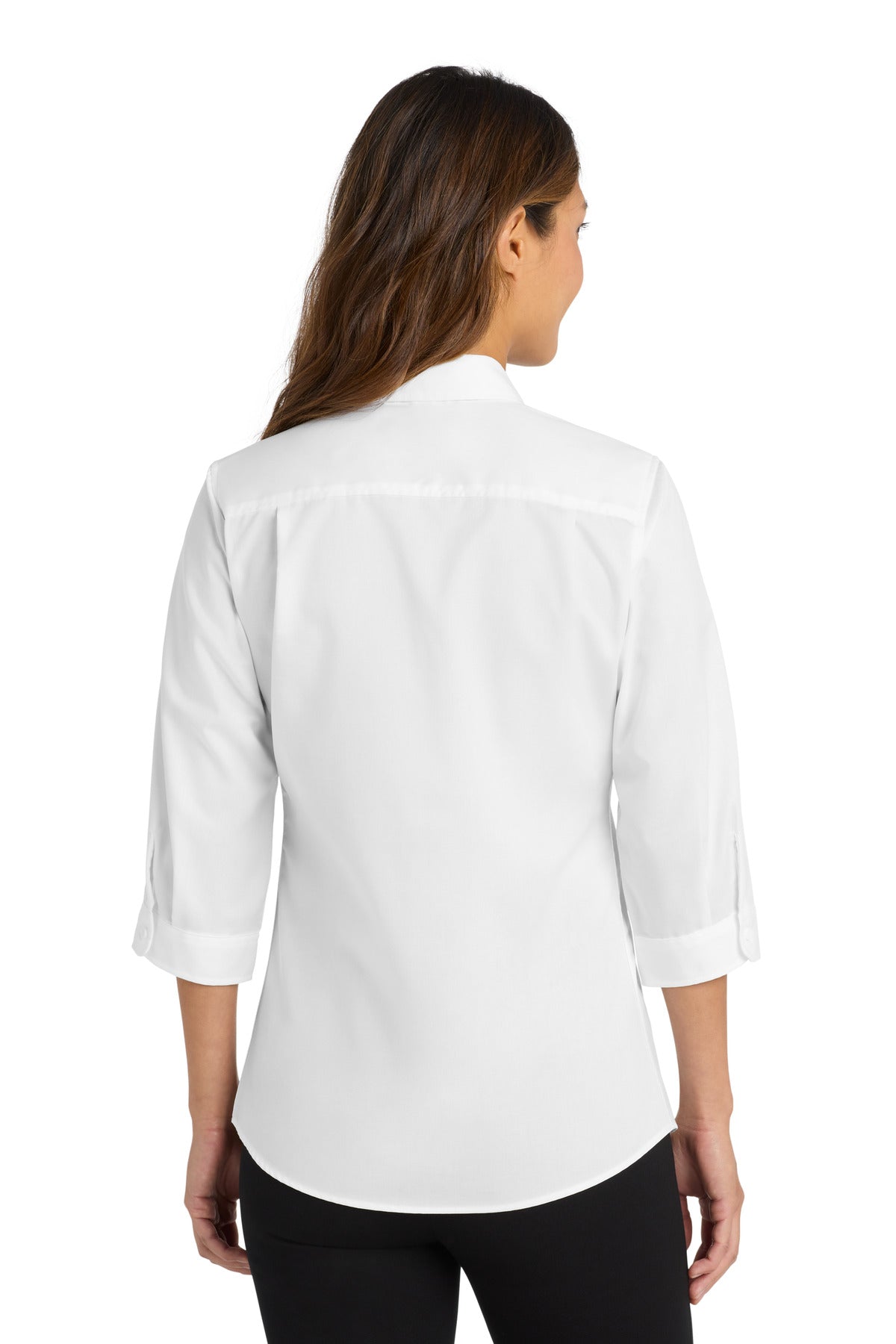 White Port Authority Women's 3/4-Sleeve SuperPro Twill Shirt. L665