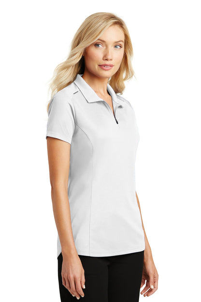 White Port Authority Women's Pinpoint Mesh Zip Polo. L580