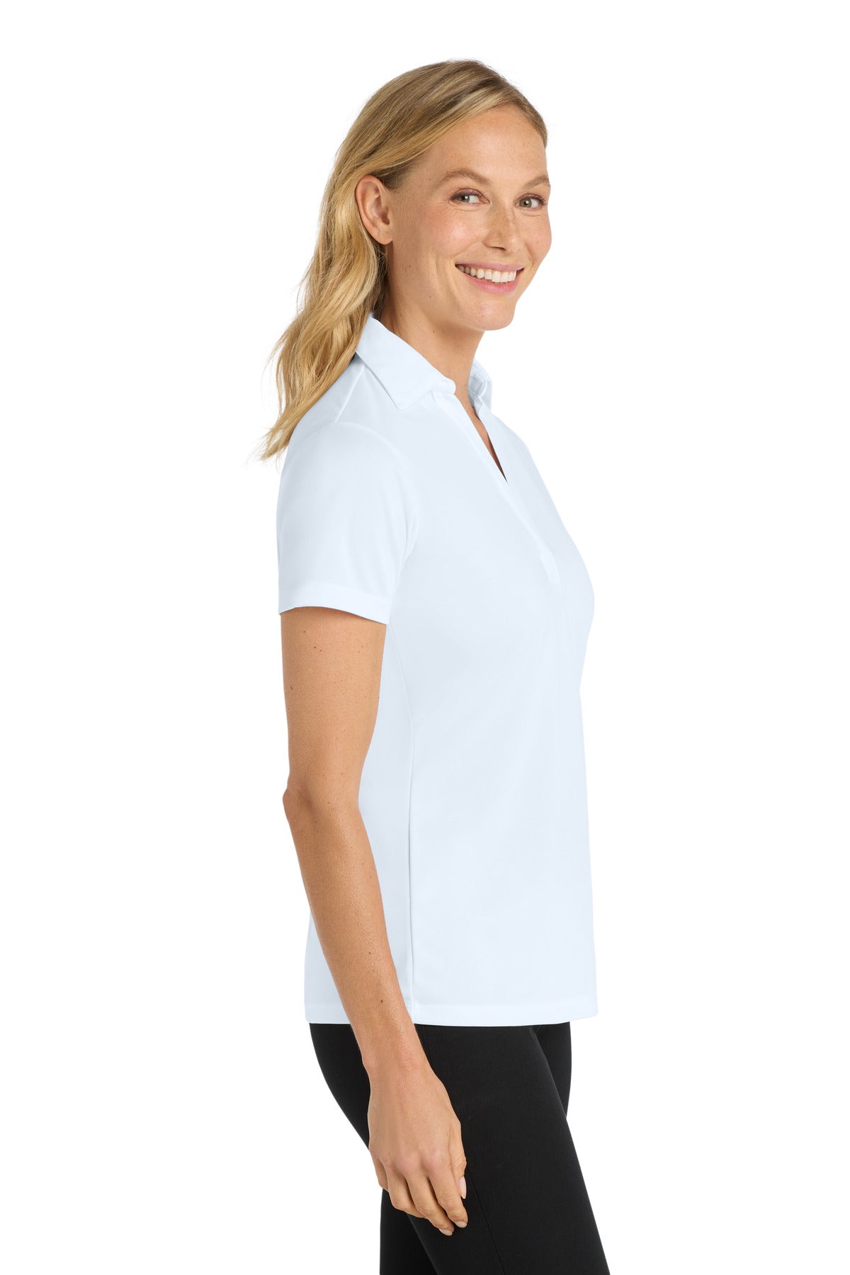 White Port Authority Women's Silk Touch Performance Polo. L540
