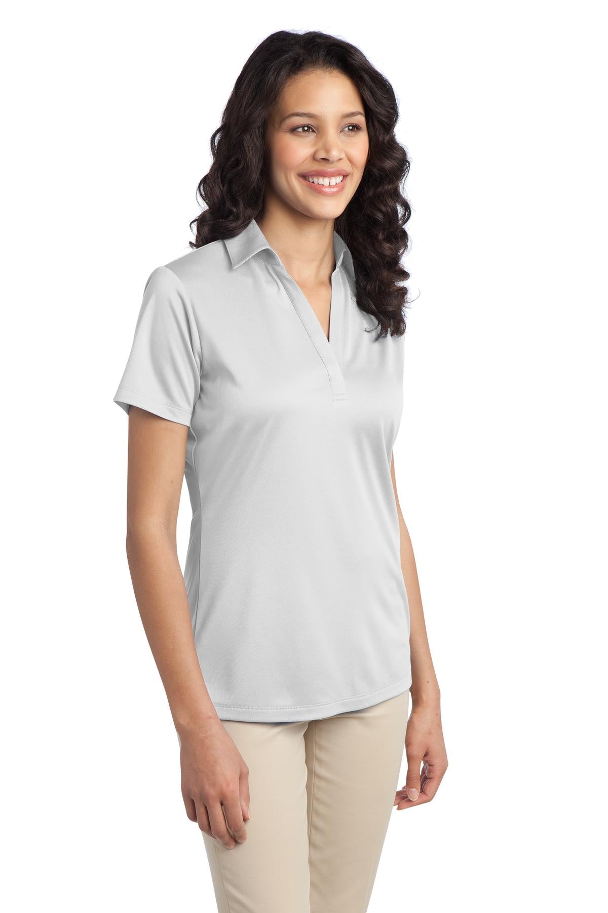 White Port Authority Women's Silk Touch Performance Polo. L540