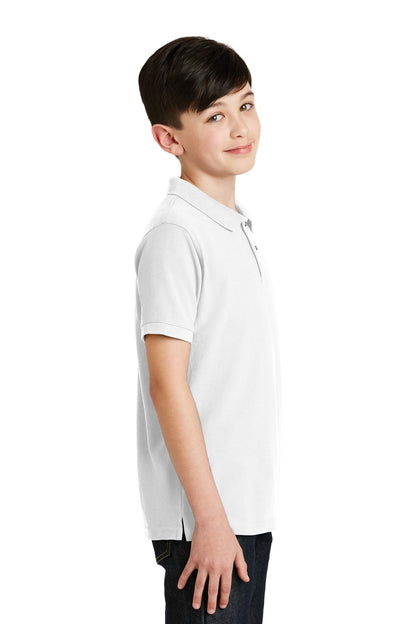 White Port Authority Youth Silk Touch Polo. Y500