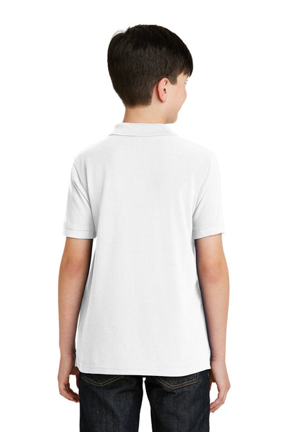 White Port Authority Youth Silk Touch Polo. Y500