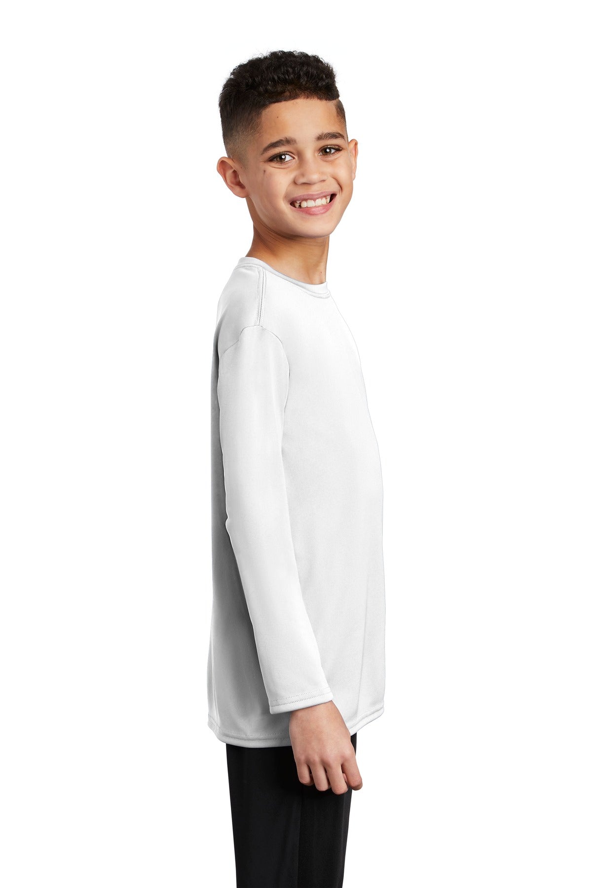 White Port & Company Youth Long Sleeve Performance Tee PC380YLS