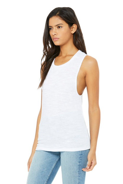 White Slub BELLA+CANVAS Women's Flowy Scoop Muscle Tank. BC8803