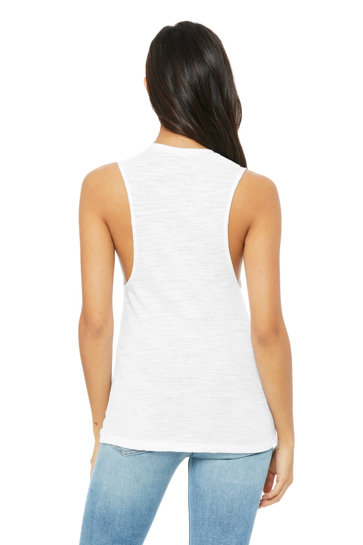 White Slub BELLA+CANVAS Women's Flowy Scoop Muscle Tank. BC8803