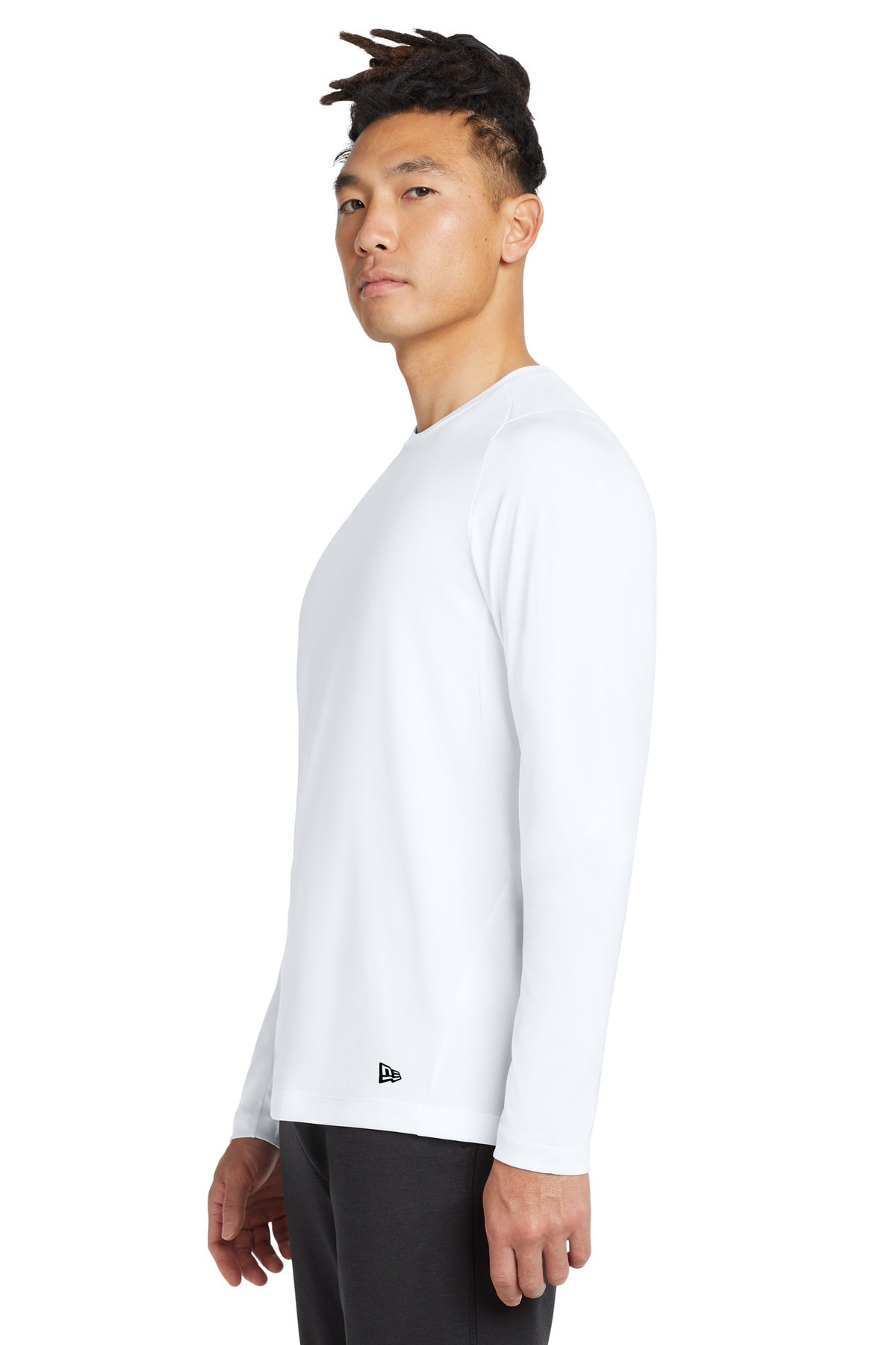 White Solid New Era Series Performance Long Sleeve Crew Tee. NEA201