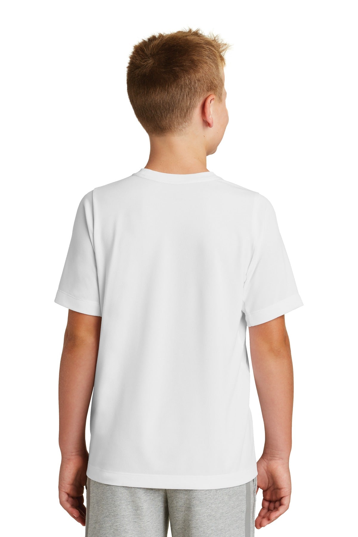 White Solid New Era Youth Series Performance Crew Tee. YNEA200
