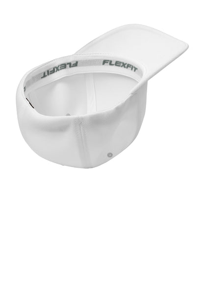 White Sport-Tek Flexfit Cool & Dry Poly Block Mesh Cap. STC22
