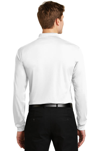 White Sport-Tek Long Sleeve Micropique Sport-Wick Polo. ST657