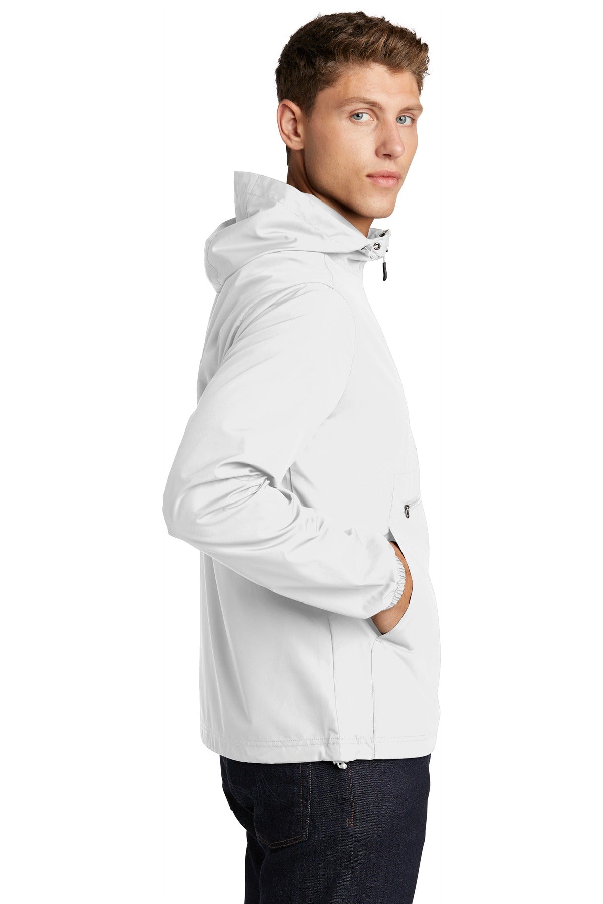 White Sport-Tek Packable Anorak. JST66