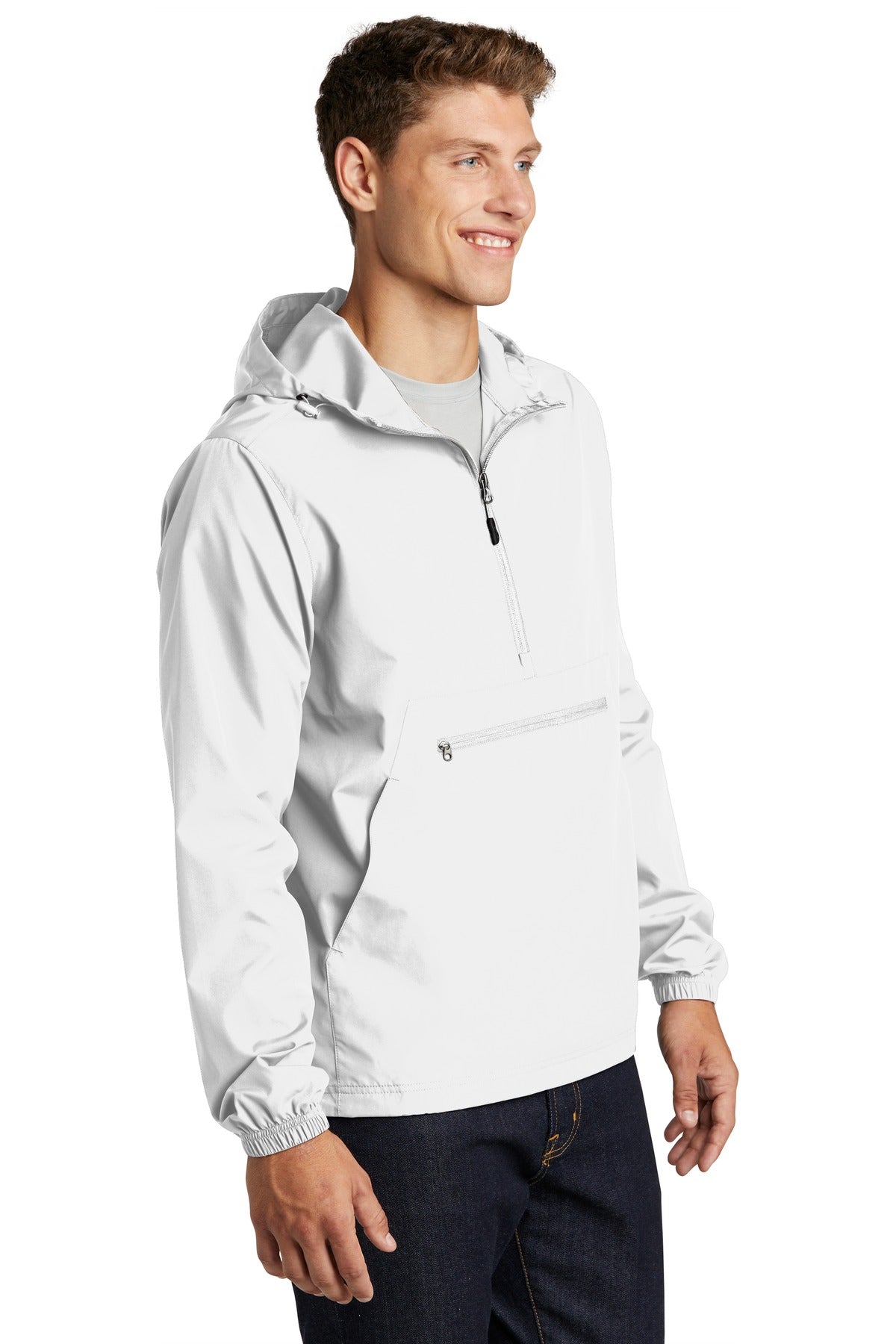 White Sport-Tek Packable Anorak. JST66