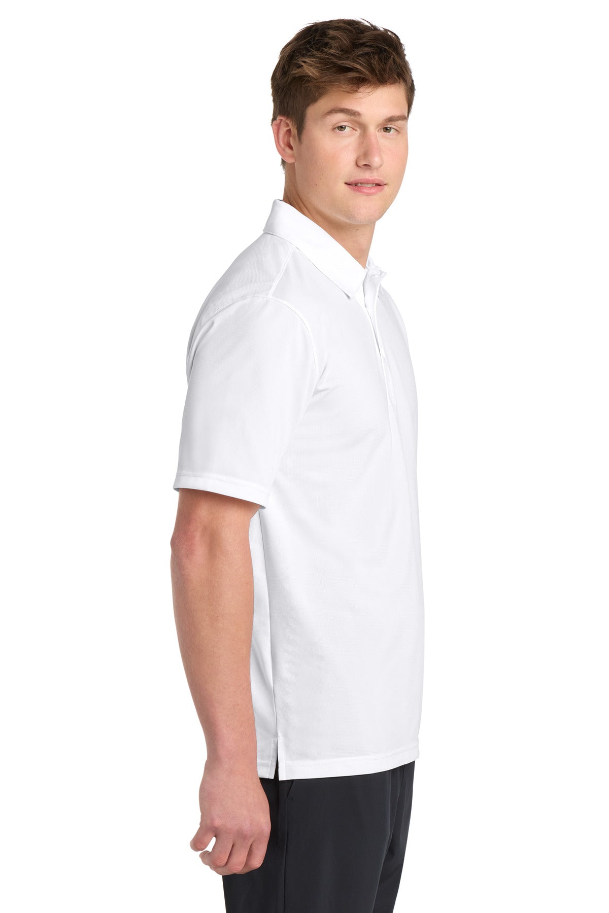White Sport-Tek PosiCharge Active Textured Polo. ST690