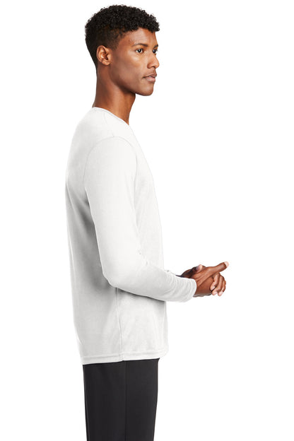 White Sport-Tek PosiCharge RacerMesh Long Sleeve Tee. ST340LS