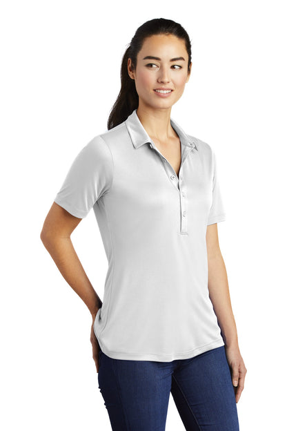 White Sport-Tek Women's Posi-UV Pro Polo. LST520