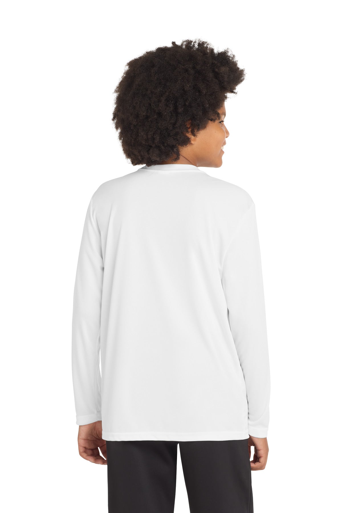 White Sport-Tek Youth Long Sleeve PosiCharge Competitor Tee. YST350LS