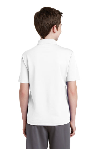 White Sport-Tek Youth PosiCharge RacerMesh Polo. YST640