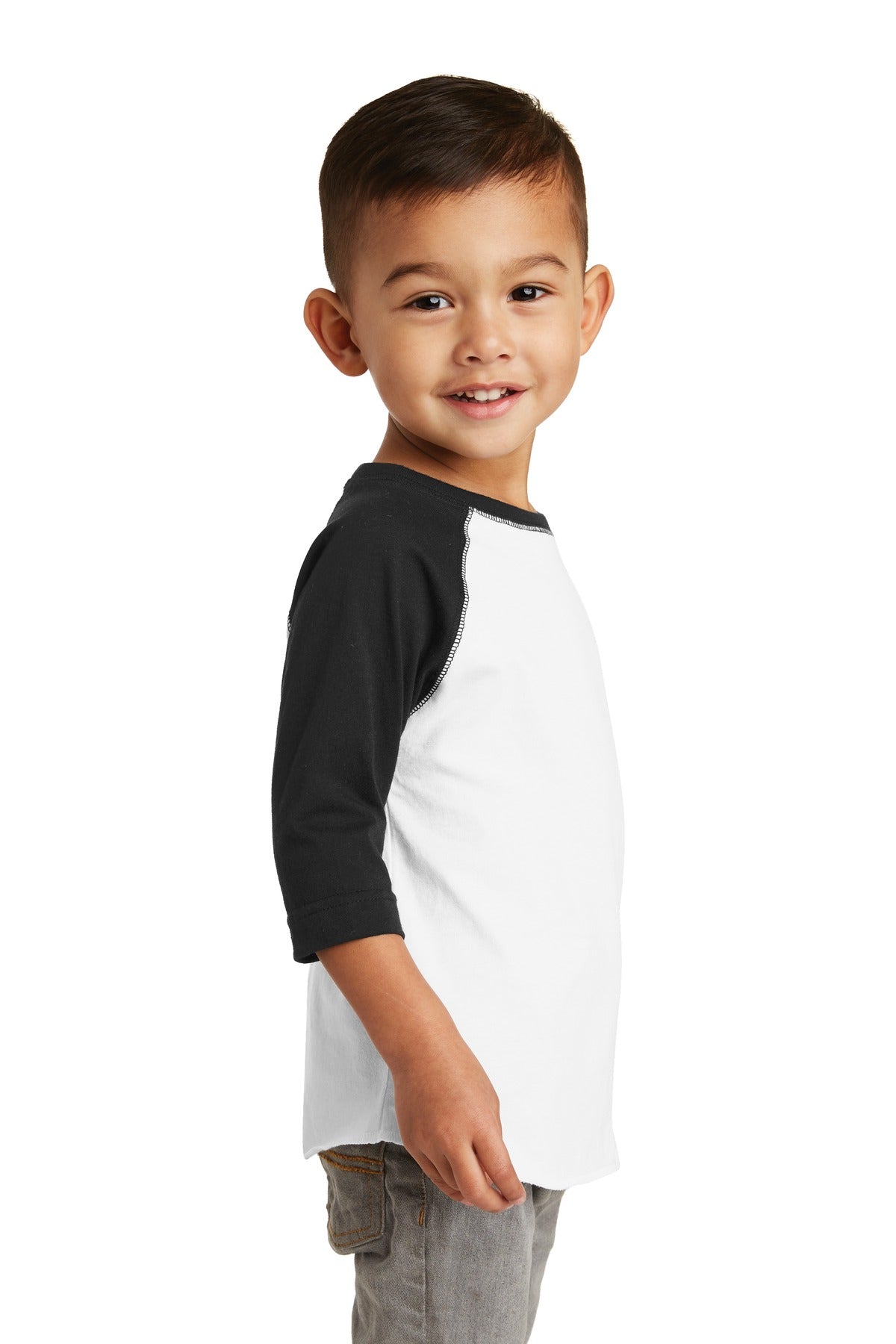White/Black DISCONTINUED Rabbit Skins Toddler Baseball Fine Jersey Tee. RS3330