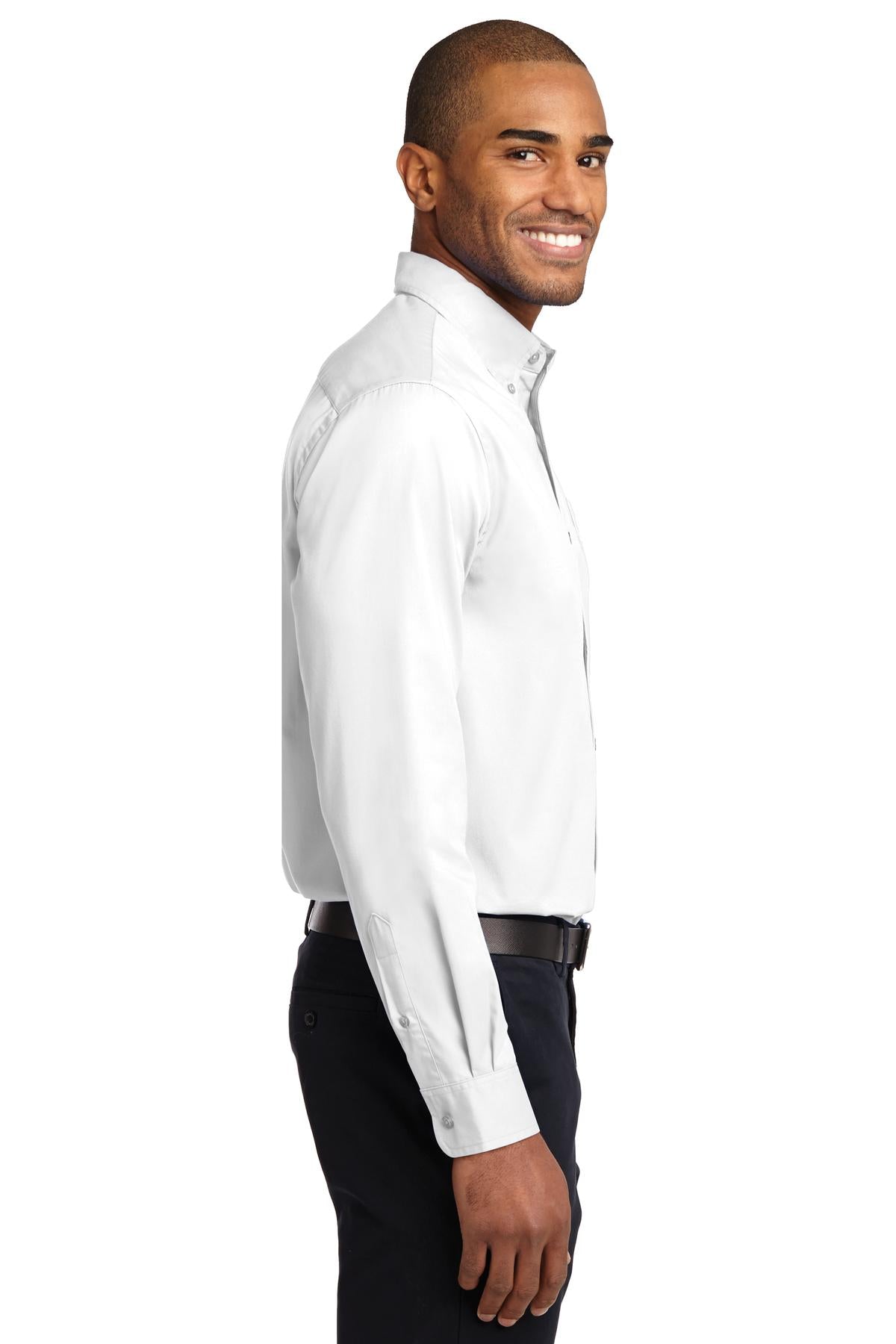 White/LtStone Port Authority Tall Long Sleeve Easy Care Shirt. TLS608