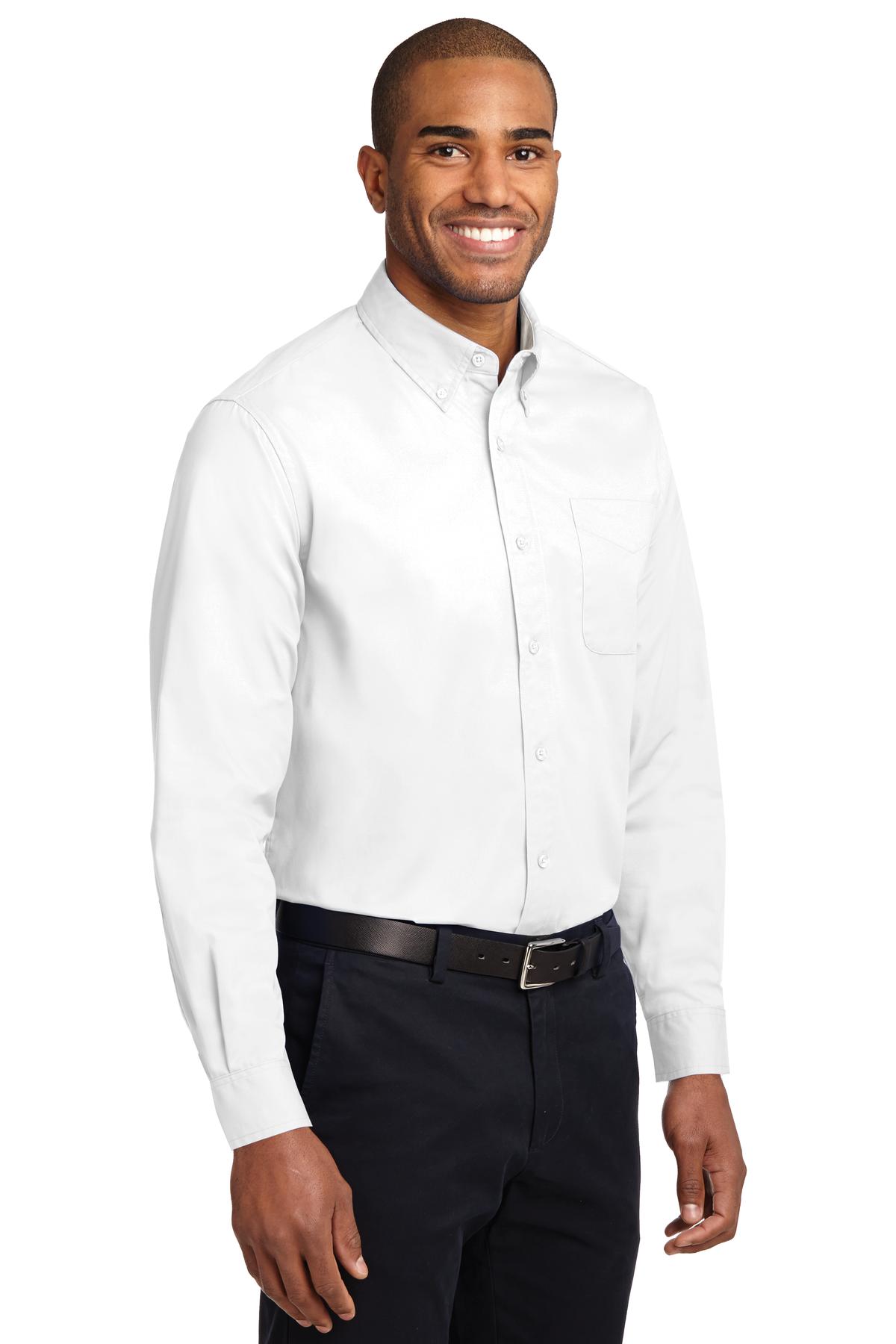 White/LtStone Port Authority Tall Long Sleeve Easy Care Shirt. TLS608
