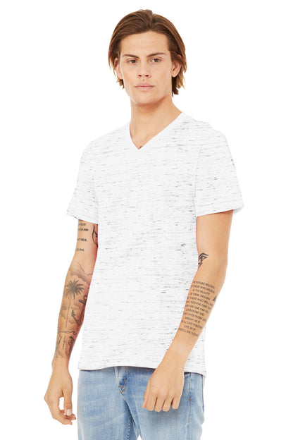 WhiteMrbl BELLA+CANVAS Unisex Textured Jersey V-Neck Tee BC3655