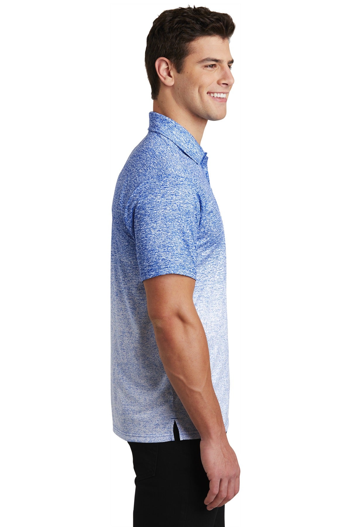 White/Tr Royal Sport-Tek Ombre Heather Polo. ST671