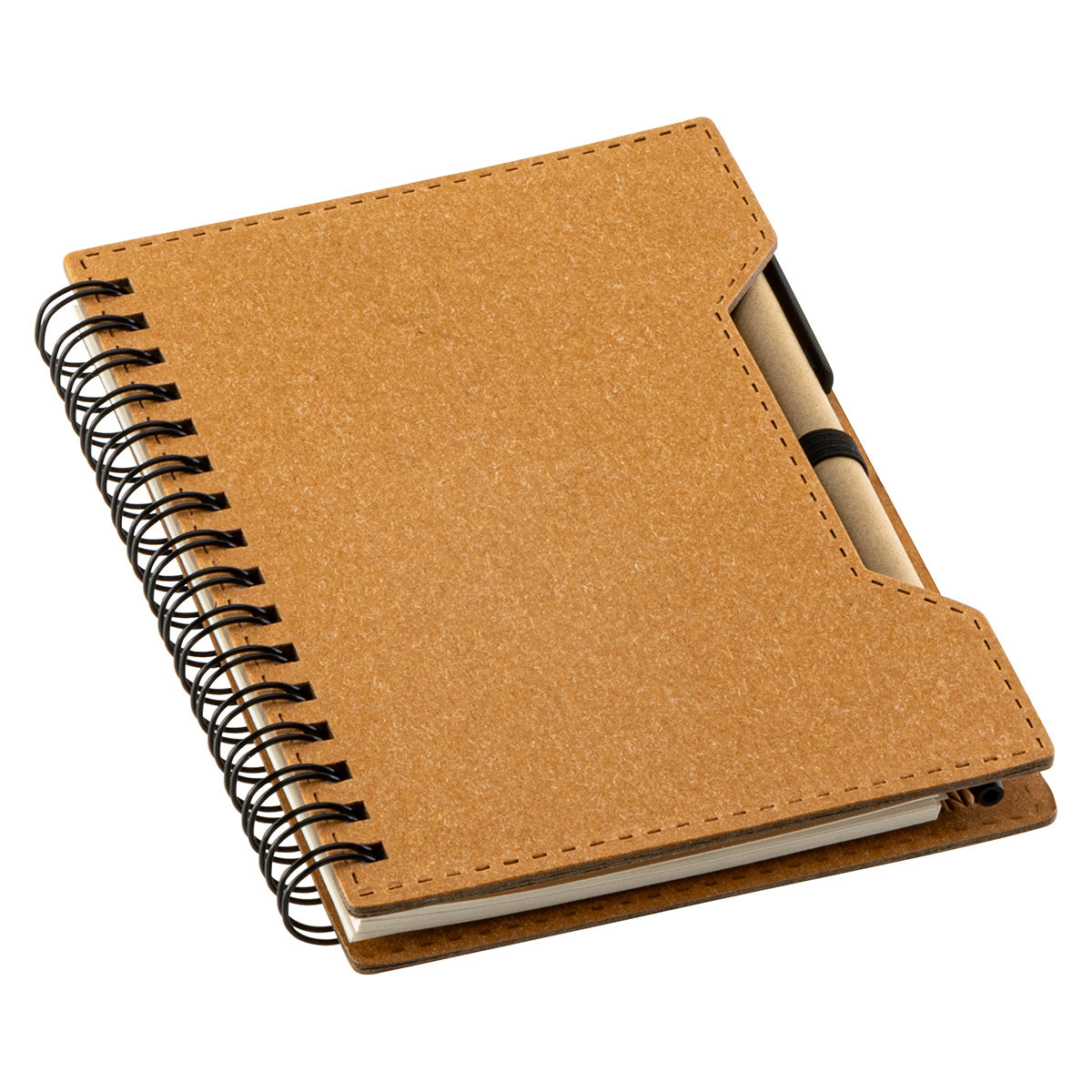 Brown Agenda Recycled Spiral Notebook with Sticky Notes & Pen