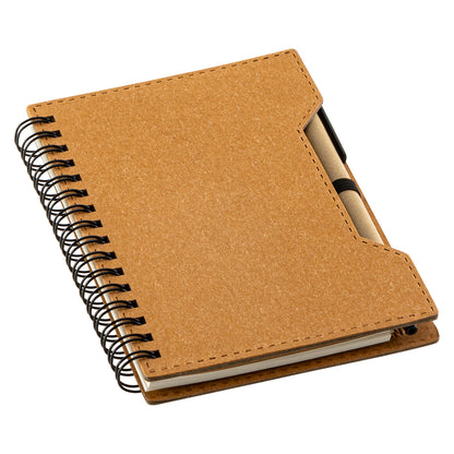 Brown Agenda Recycled Spiral Notebook with Sticky Notes & Pen