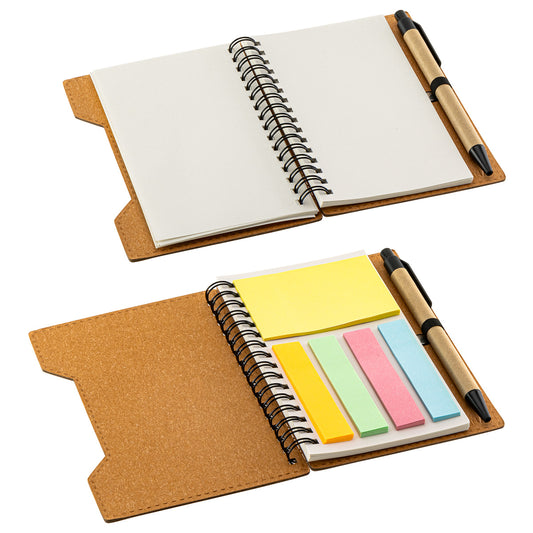 Brown Agenda Recycled Spiral Notebook with Sticky Notes & Pen