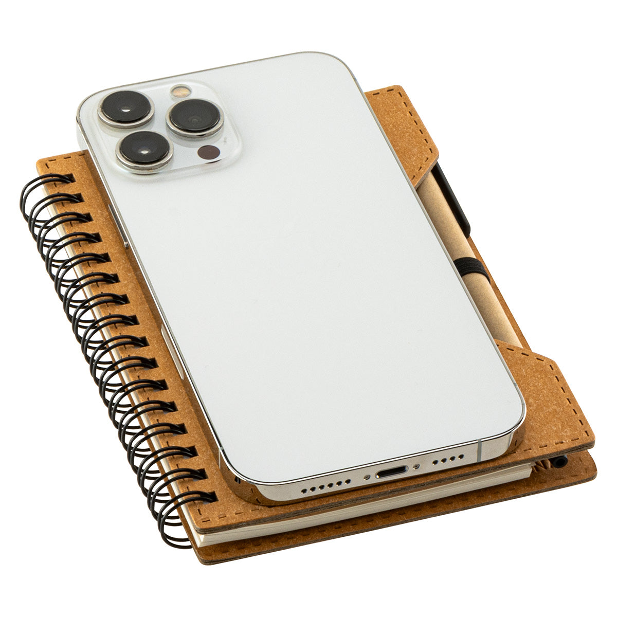 Brown Agenda Recycled Spiral Notebook with Sticky Notes & Pen