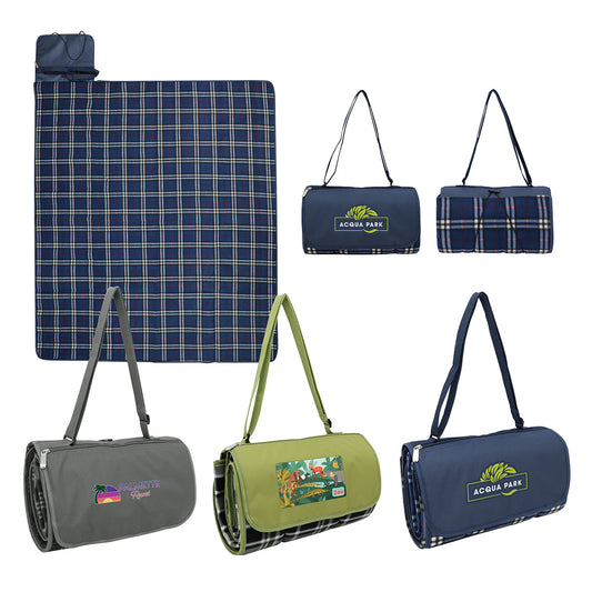 Dark Gray Premium Barrel Fleece Picnic Blanket