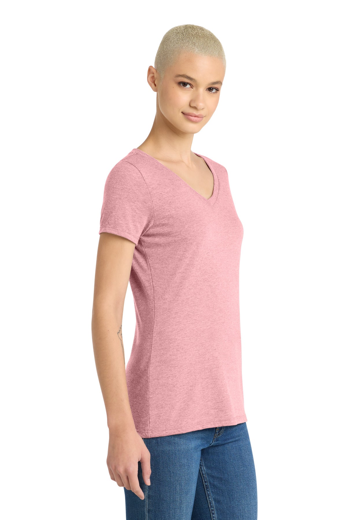 WstriaHthr District Women's Perfect Tri V-Neck Tee. DM1350L
