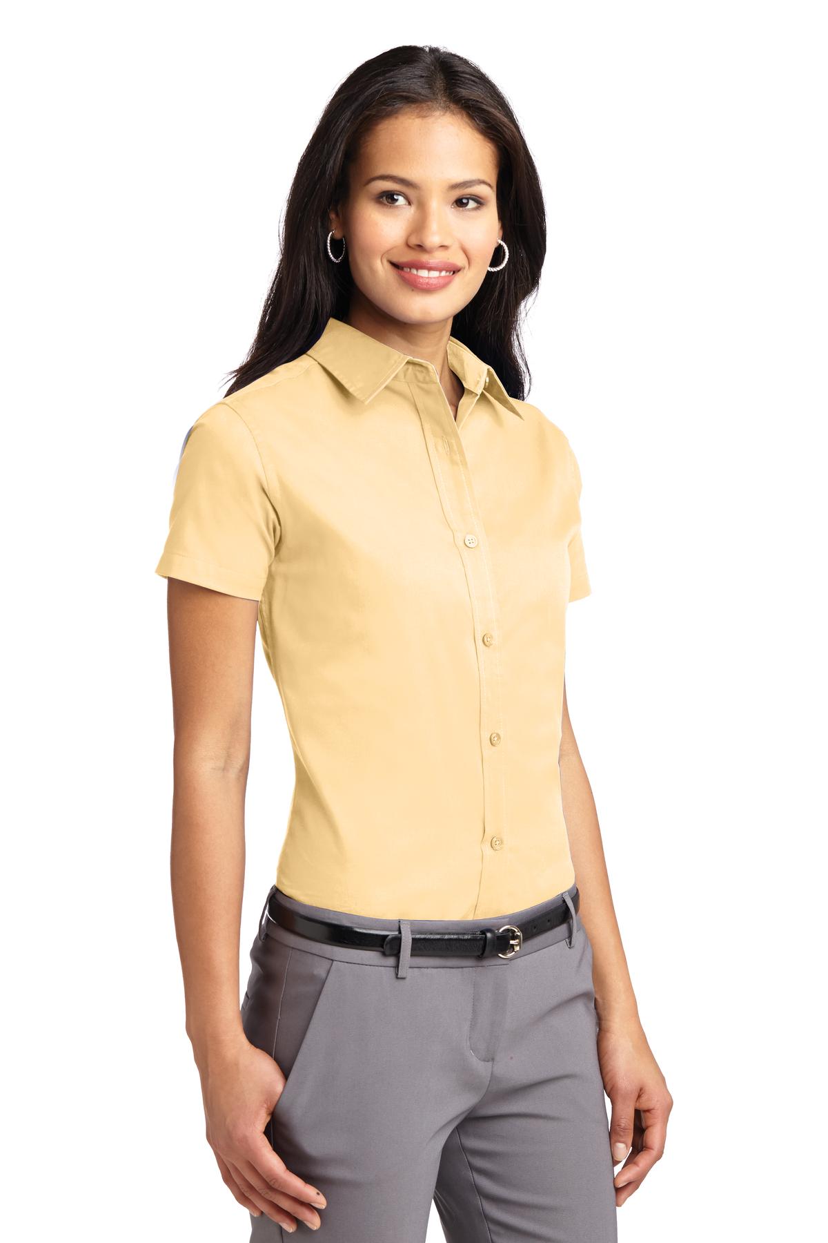 Yellow Port Authority Women's Short Sleeve Easy Care Shirt. L508